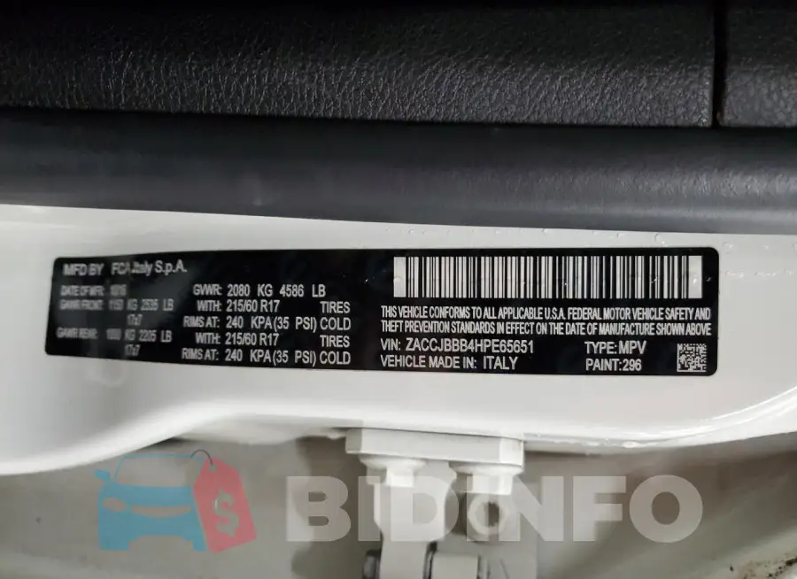 ZACCJBBB4HPE65651 Photo# 14