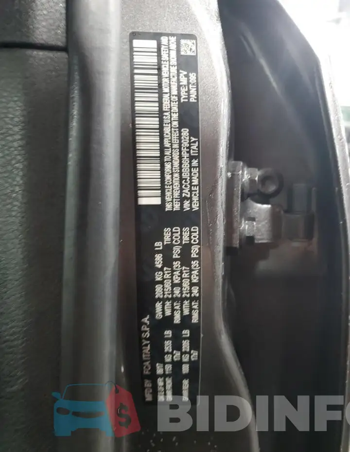 ZACCJBBB6HPF90280 Photo# 13