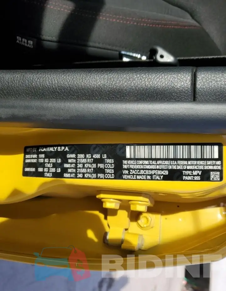 ZACCJBCB3HPE80429 Photo# 13