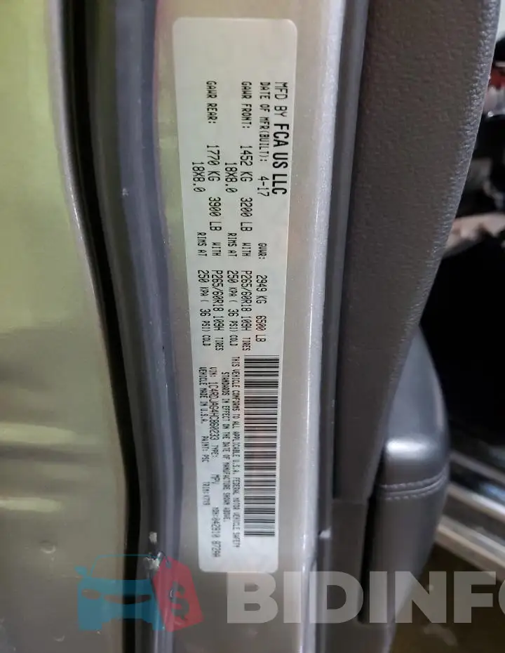 1C4RDJAG4HC860233 Photo# 13