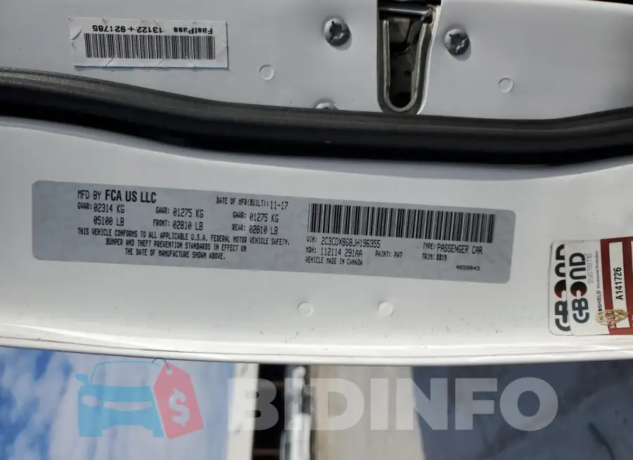 2C3CDXBG8JH196355 Photo# 12