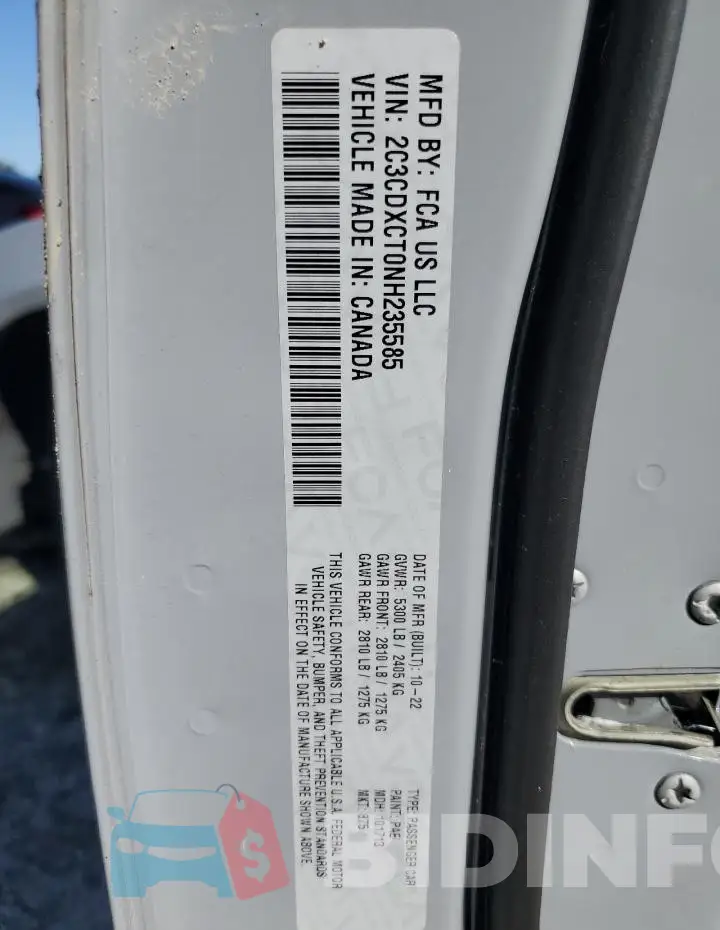2C3CDXCT0NH235585 Photo# 12