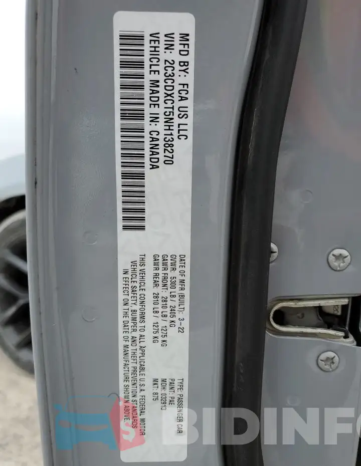 2C3CDXCT5NH138270 Photo# 12