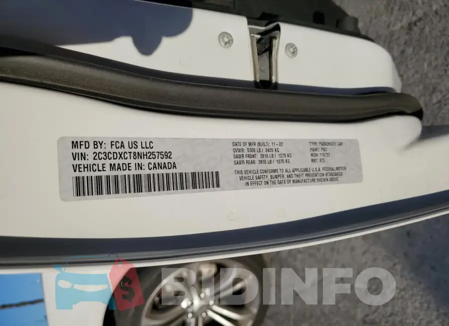 2C3CDXCT8NH257592 Photo# 12