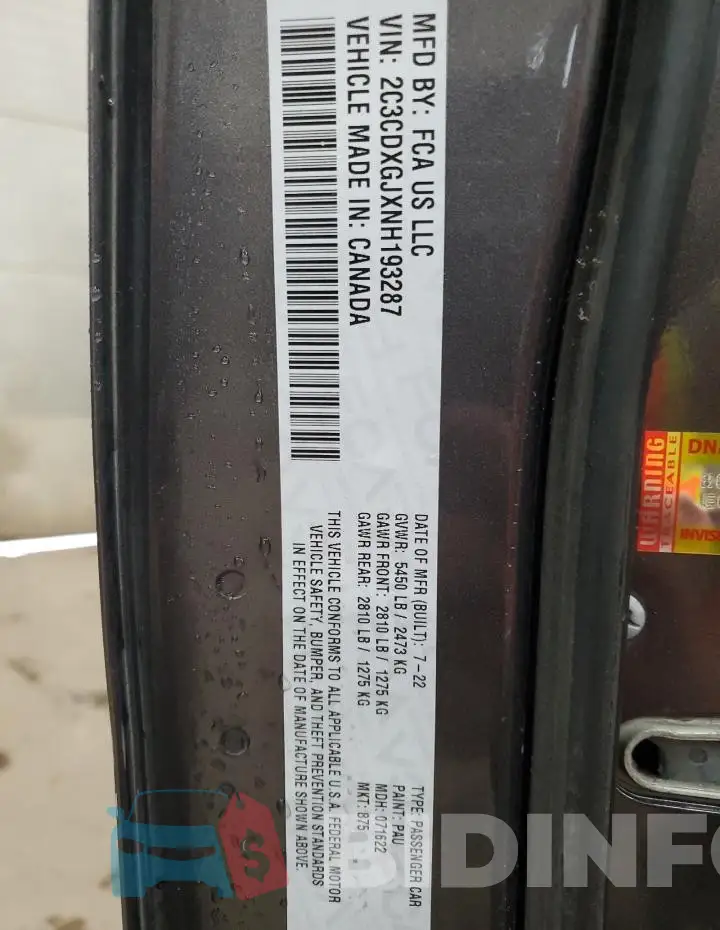 2C3CDXGJXNH193287 Photo# 12