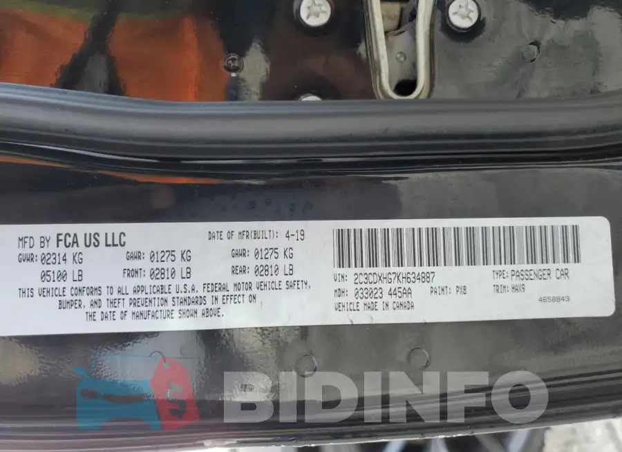 2C3CDXHG7KH634887 Photo# 12
