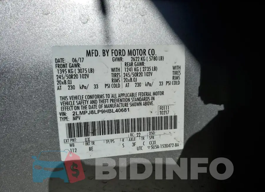 2LMPJ8LP9HBL40681 Photo# 13