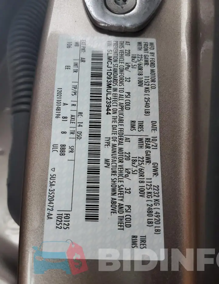 5LMCJ1D93MUL23944 Photo# 13