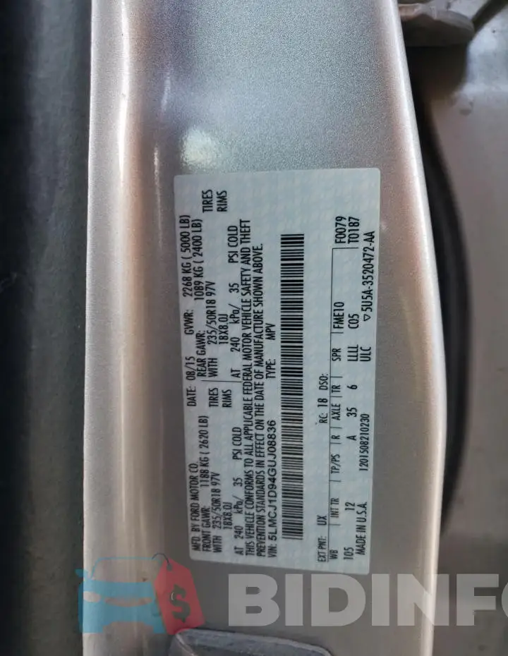 5LMCJ1D94GUJ08836 Photo# 13