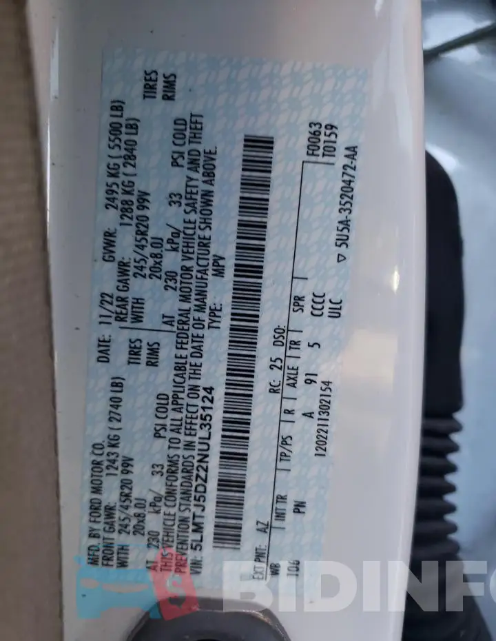5LMTJ5DZ2NUL35124 Photo# 12