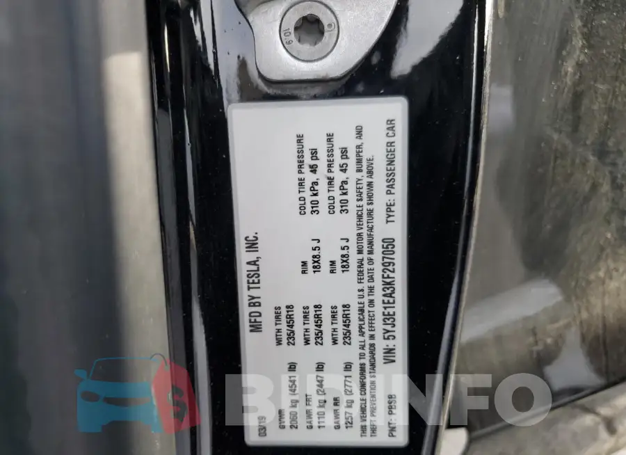 5YJ3E1EA3KF297050 Photo# 13