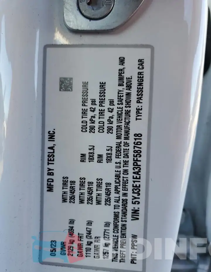 5YJ3E1EA3PF587618 Photo# 12