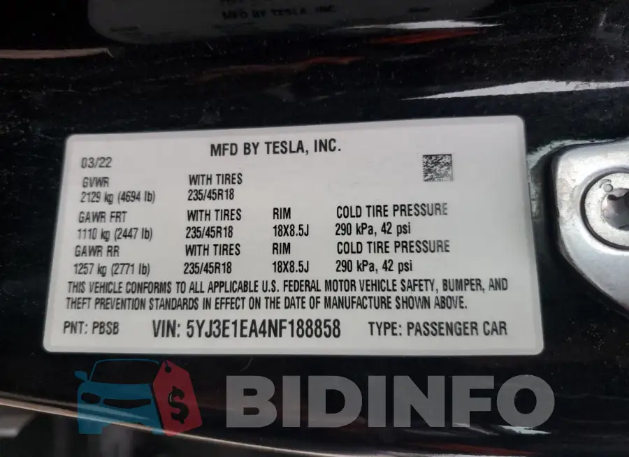 5YJ3E1EA4NF188858 Photo# 13