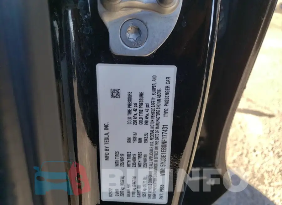 5YJ3E1EB0NF177431 Photo# 12