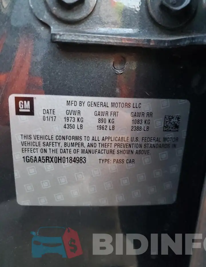 1G6AA5RX0H0184983 Photo# 13