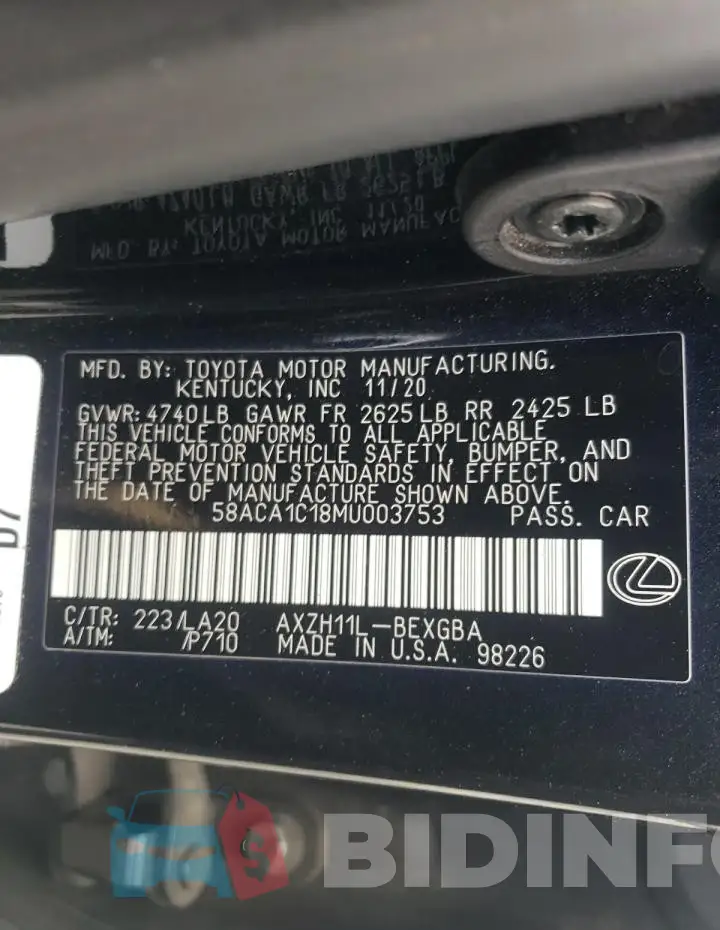58ACA1C18MU003753 Photo# 12
