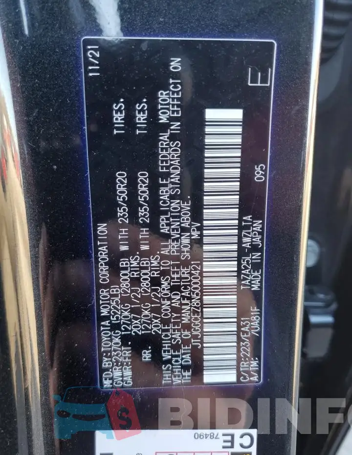 JTJGGCEZ8N5000421 Photo# 13