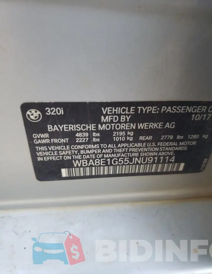WBA8E1G55JNU91114 Photo# 12