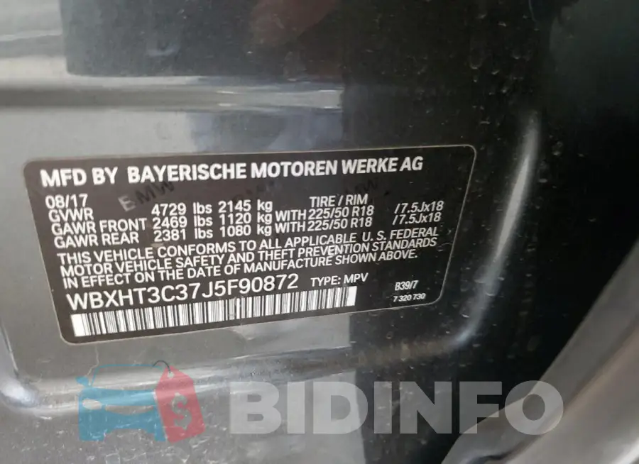 WBXHT3C37J5F90872 Photo# 13