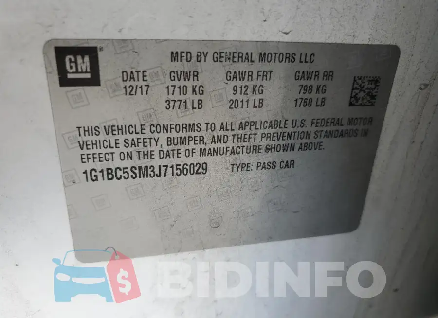1G1BC5SM3J7156029 Photo# 13