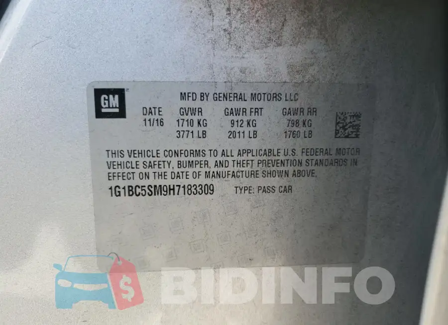 1G1BC5SM9H7183309 Photo# 13