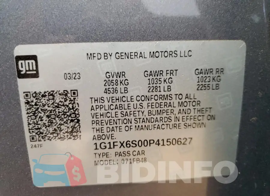1G1FX6S00P4150627 Photo# 13