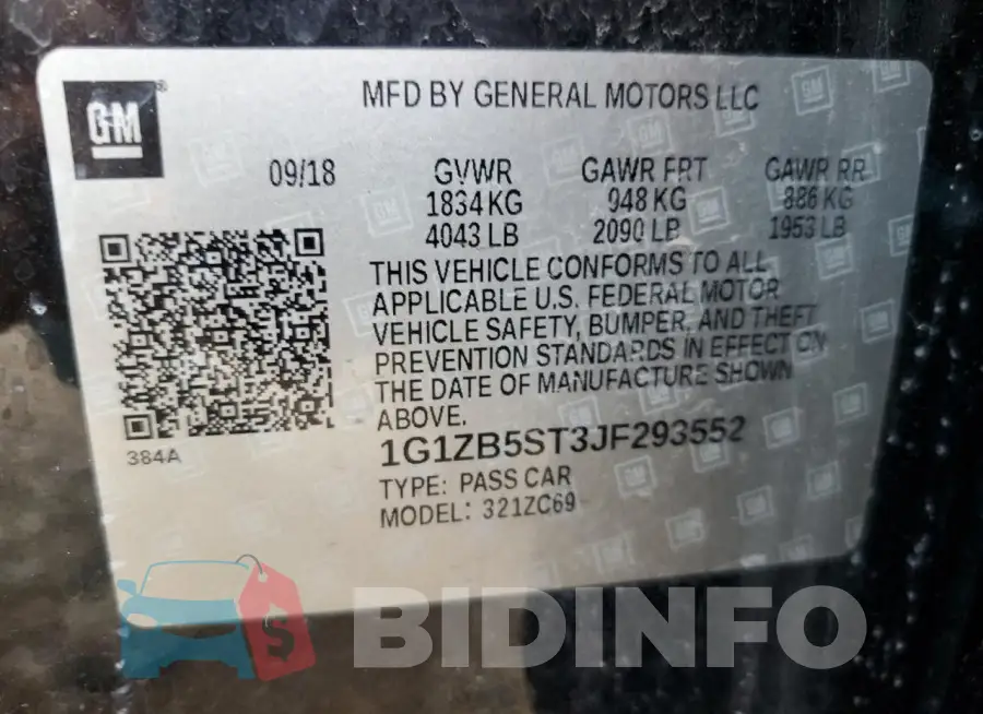 1G1ZB5ST3JF293552 Photo# 12