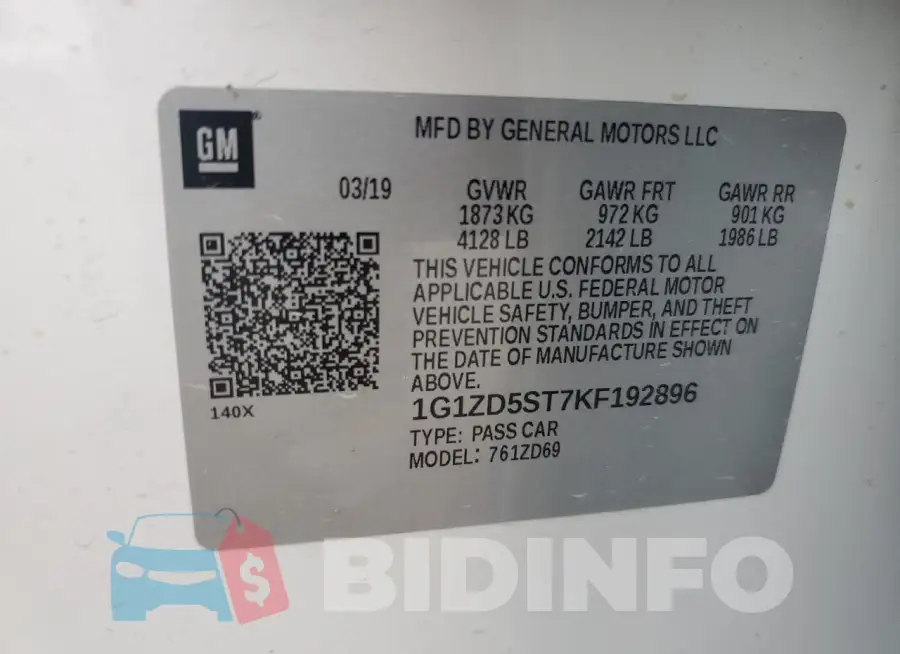 1G1ZD5ST7KF192896 Photo# 13