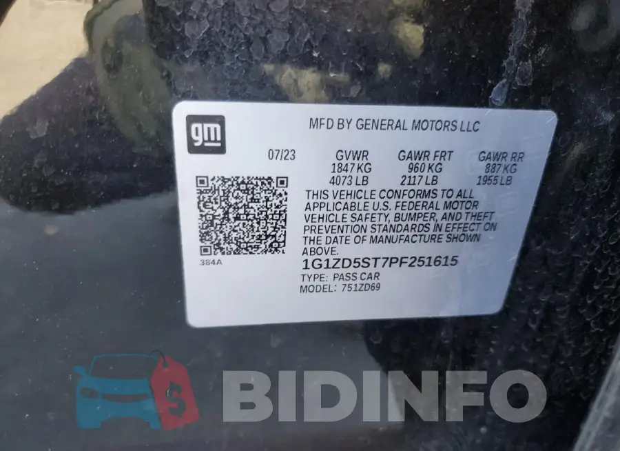 1G1ZD5ST7PF251615 Photo# 13
