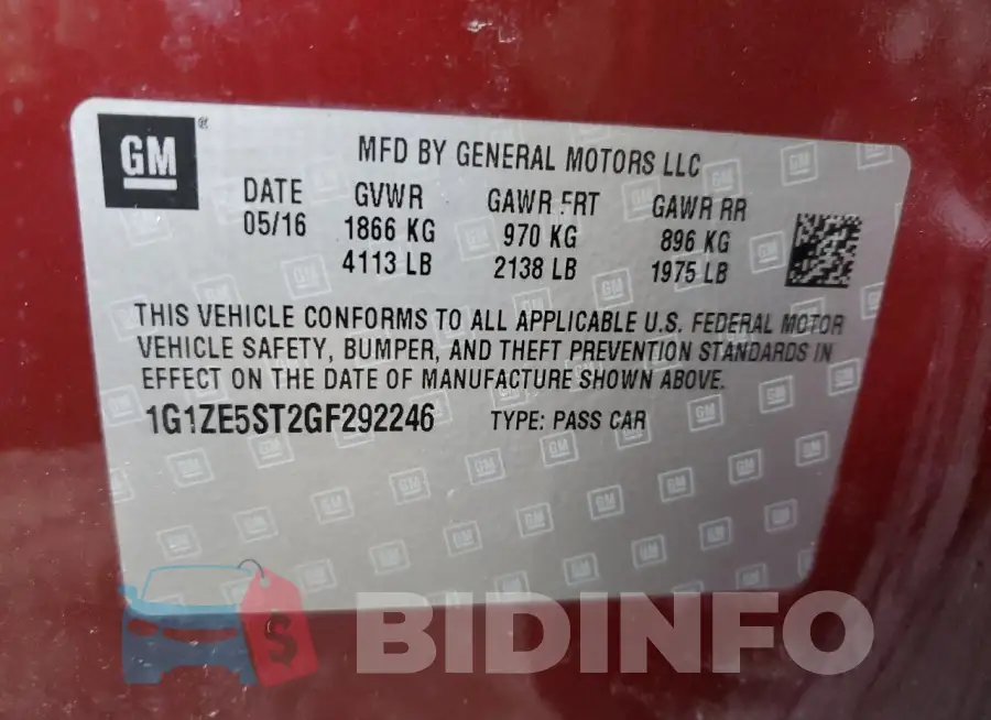 1G1ZE5ST2GF292246 Photo# 13