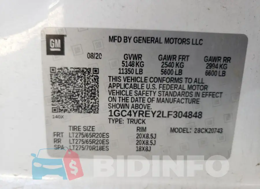 1GC4YREY2LF304848 Photo# 12