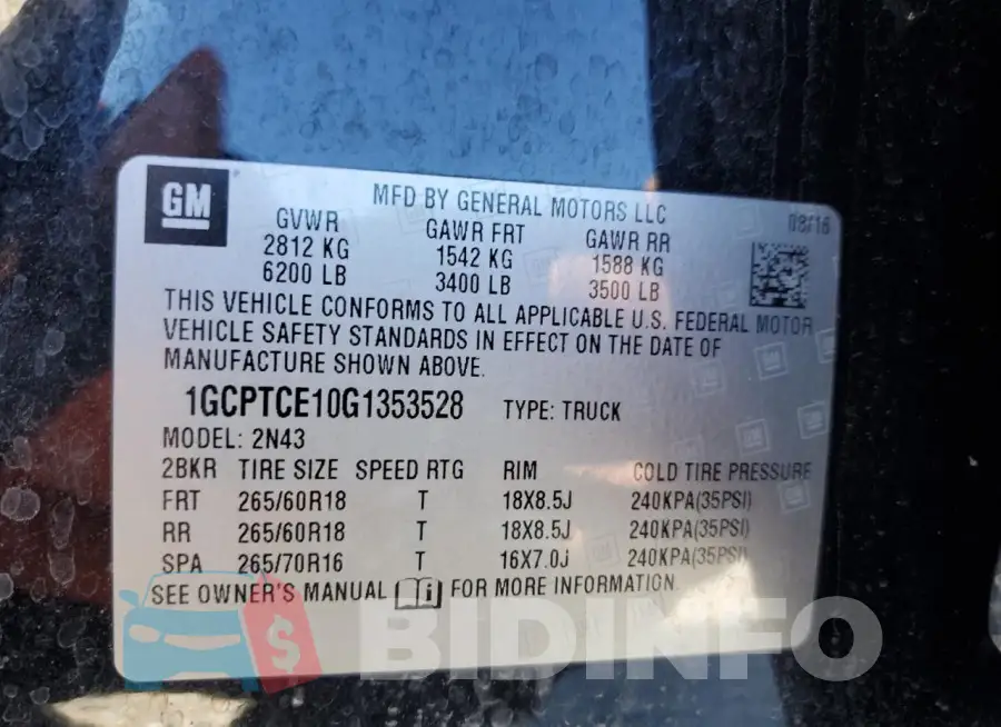 1GCPTCE10G1353528 Photo# 13