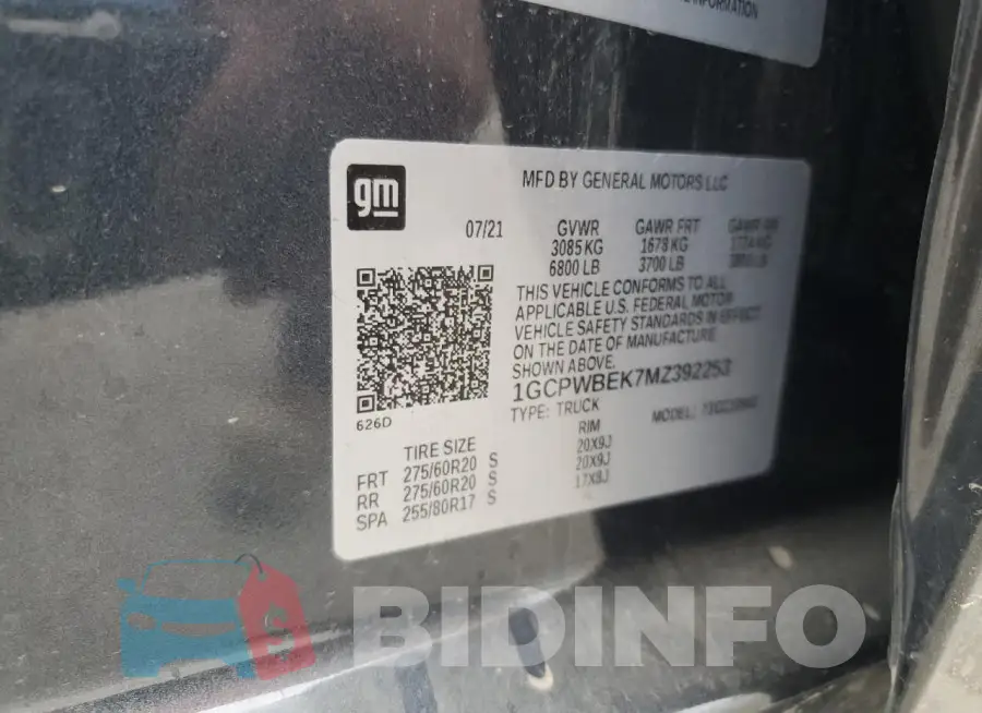 1GCPWBEK7MZ392253 Photo# 12