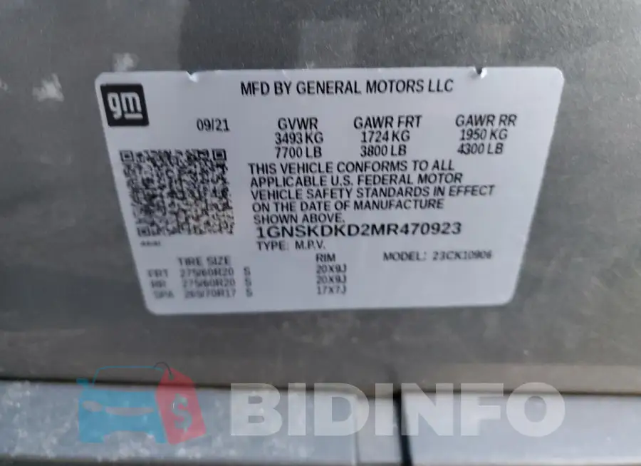 1GNSKDKD2MR470923 Photo# 14