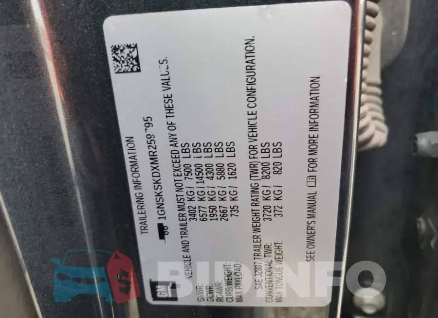 1GNSKSKDXMR259795 Photo# 14