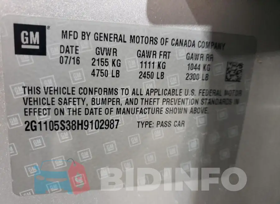 2G1105S38H9102987 Photo# 12
