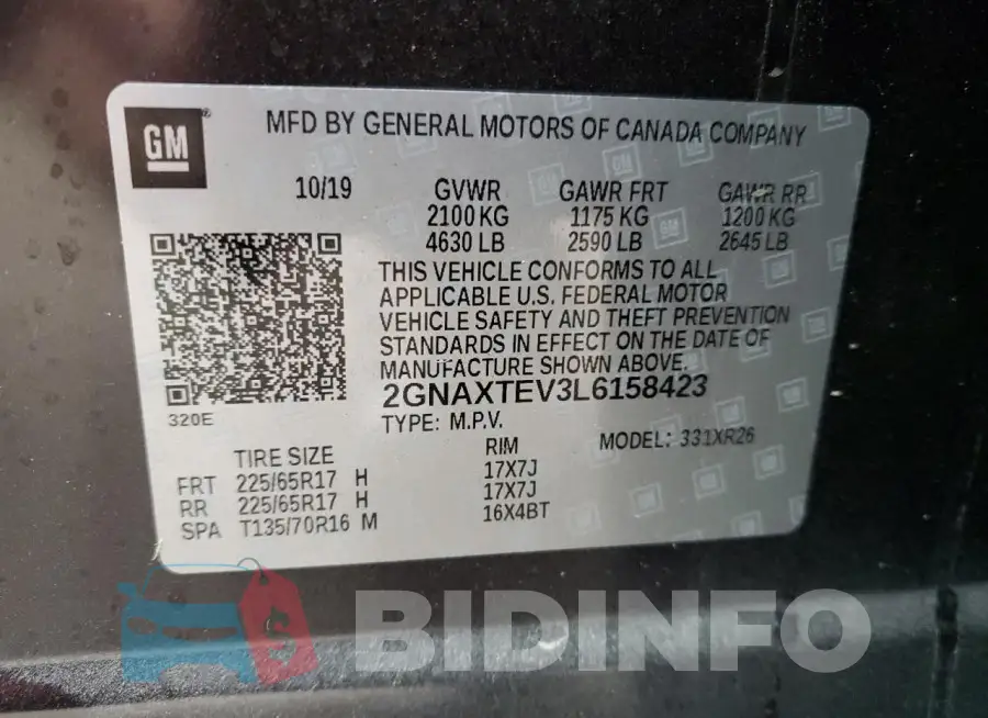 2GNAXTEV3L6158423 Photo# 13