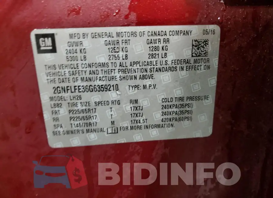2GNFLFE36G6359210 Photo# 12