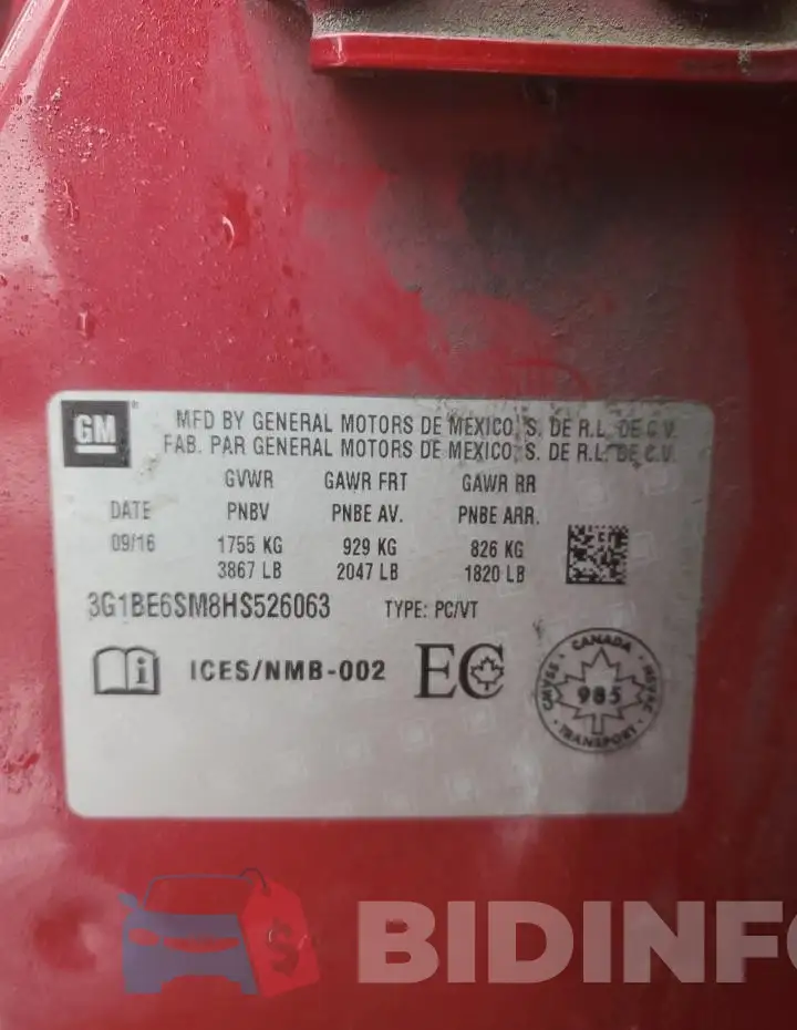 3G1BE6SM8HS526063 Photo# 12