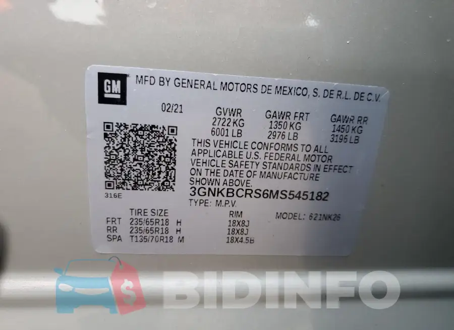 3GNKBCRS6MS545182 Photo# 14