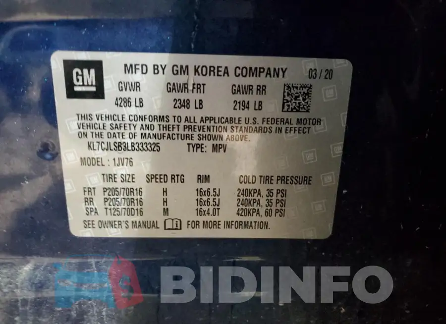 KL7CJLSB3LB333325 Photo# 13