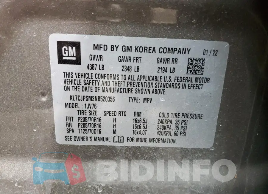 KL7CJPSM2NB520356 Photo# 13