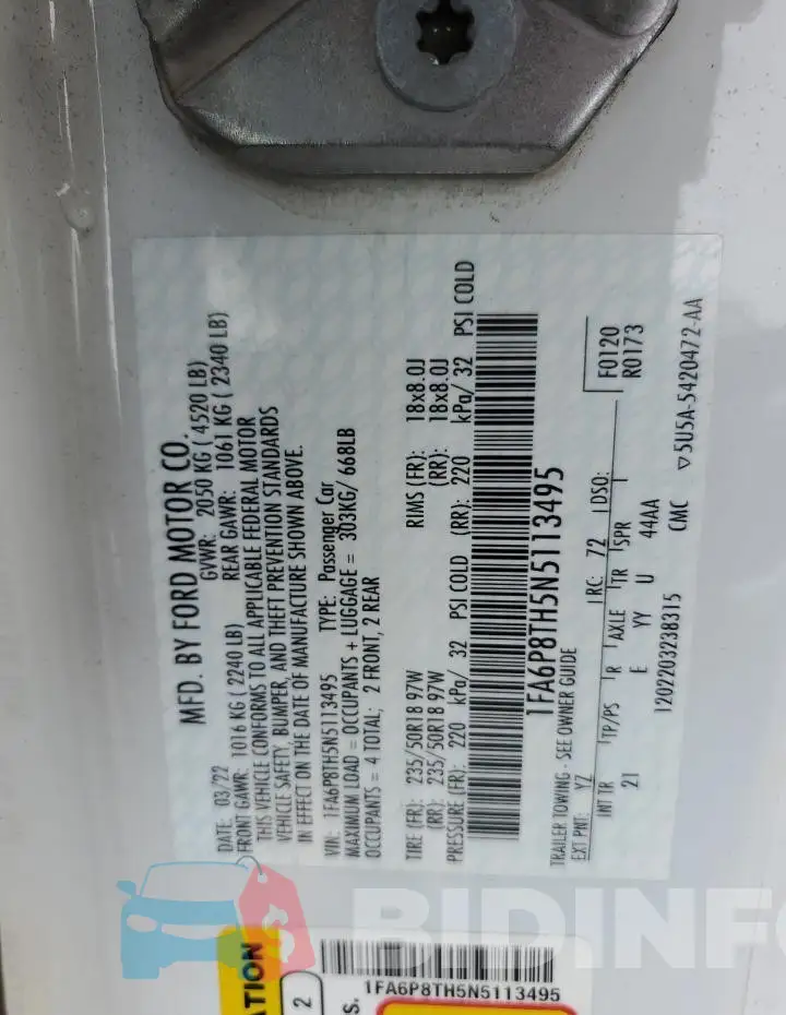 1FA6P8TH5N5113495 Photo# 12