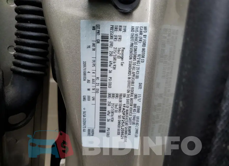 1FADP3F25JL208629 Photo# 13