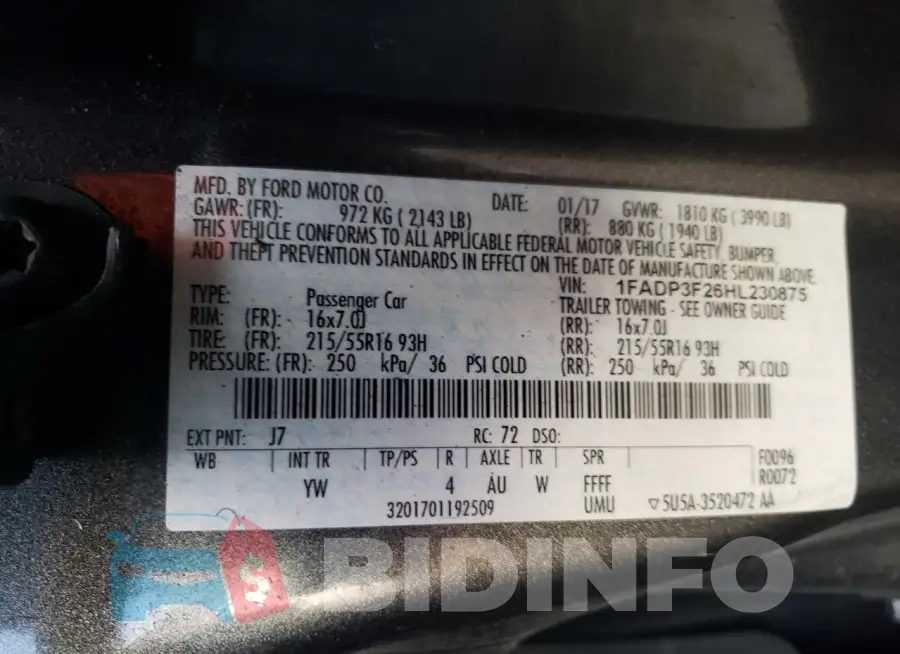 1FADP3F26HL230875 Photo# 13