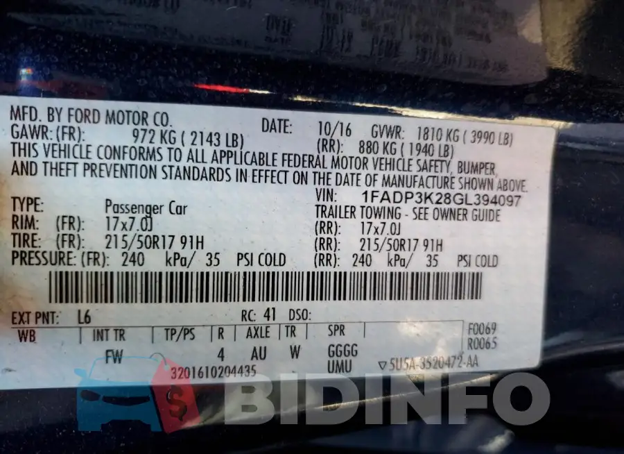 1FADP3K28GL394097 Photo# 12