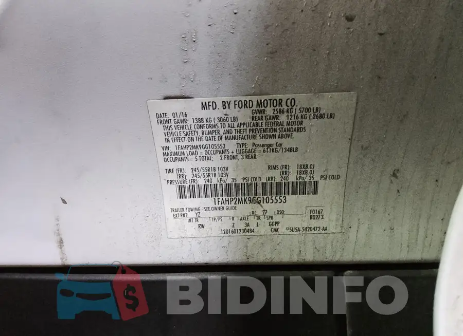 1FAHP2MK9GG105553 Photo# 12