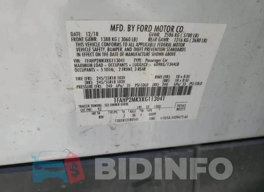 1FAHP2MKXKG113041 Photo# 13