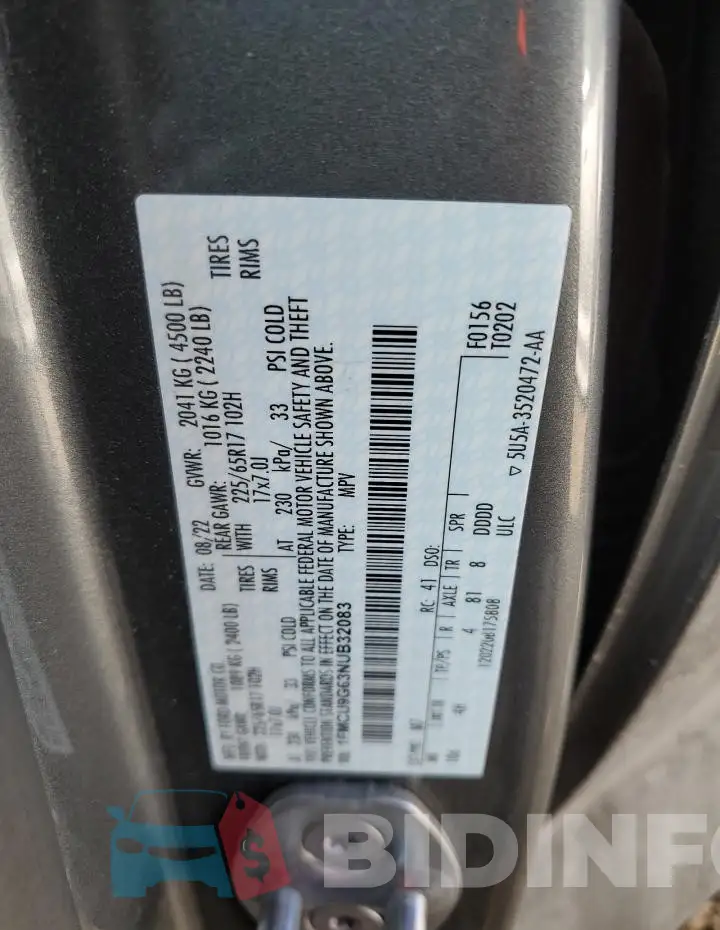 1FMCU9G63NUB32083 Photo# 12