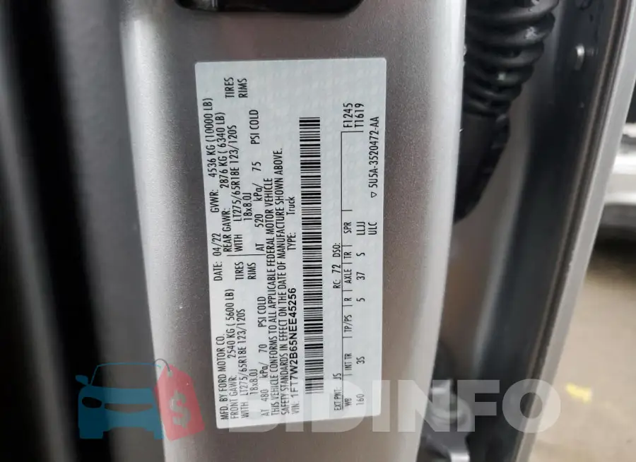 1FT7W2B65NEE45256 Photo# 12